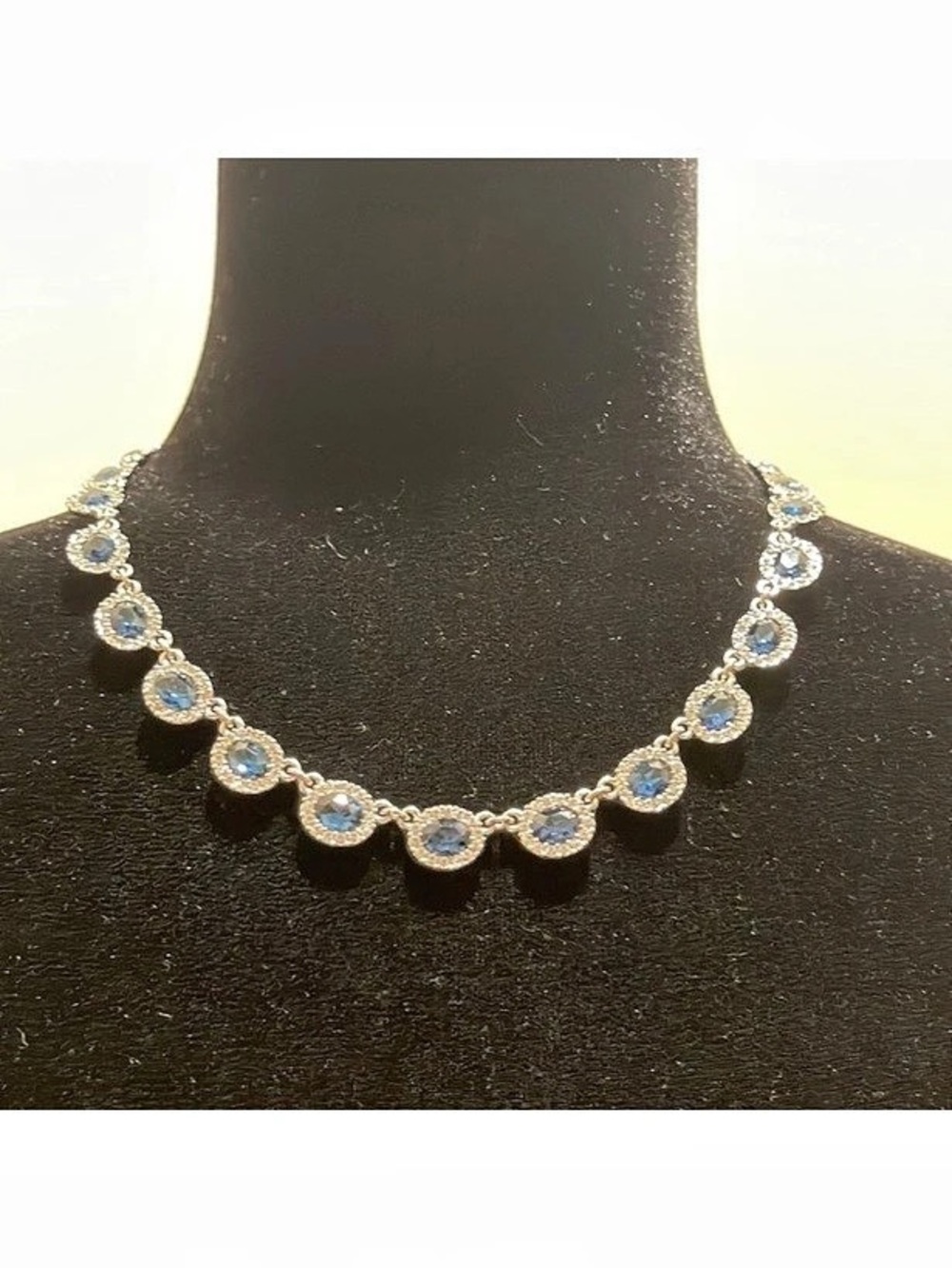 Charter Club Blue & Silver Crystal Drop Necklace